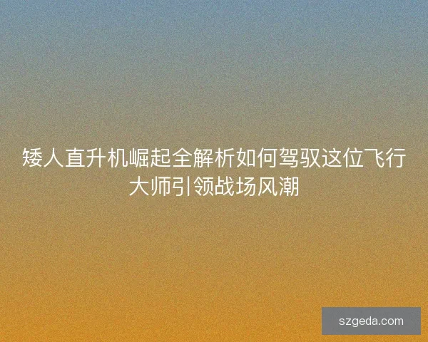 矮人直升机崛起全解析如何驾驭这位飞行大师引领战场风潮